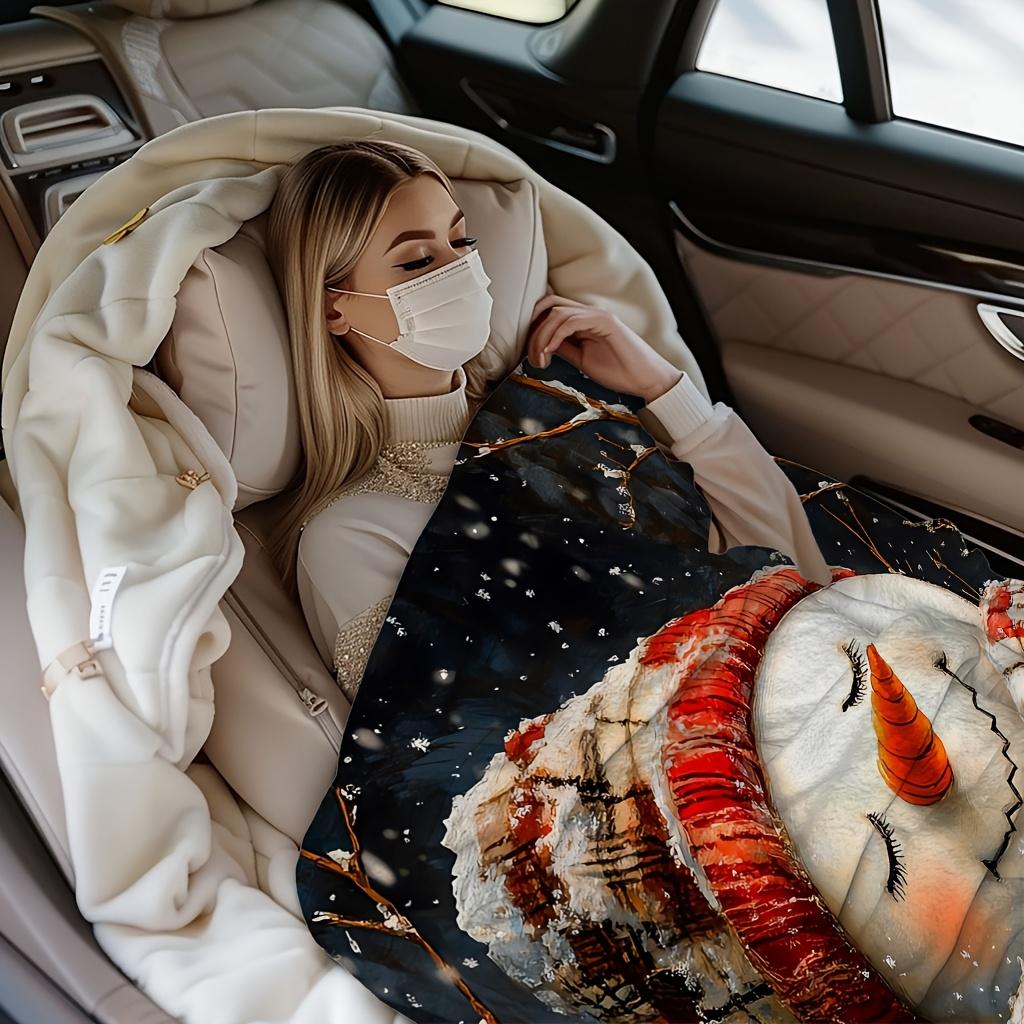 Vintage Snowman Flannel Throw Blanket, Plaid Hat Scarf Snowflake Winter Print Soft Warm Blanket for Sofa Bed Christmas Holiday Home Decor Gift