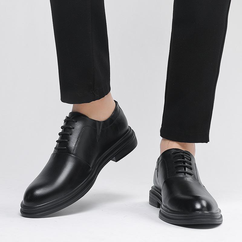 Мужская обувь 44 размера для увеличения роста, Модная кожаная повседневная обувь-слипоны на плоской подошве для бизнеса, Черная обувь на платформе для мужчин