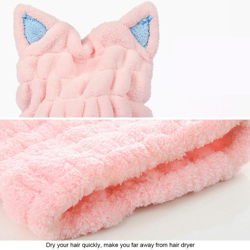 Полотенце для сушки волос из микрофибры с милым котом, шапочка для ванны, сильная впитывающая сушка, длинные мягкие специальные сухие волосы, Ca