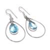 Натуральный голубой топаз драгоценный камень 925 стерлинговое серебро ювелирное изделие серьга 2.01" C7h63