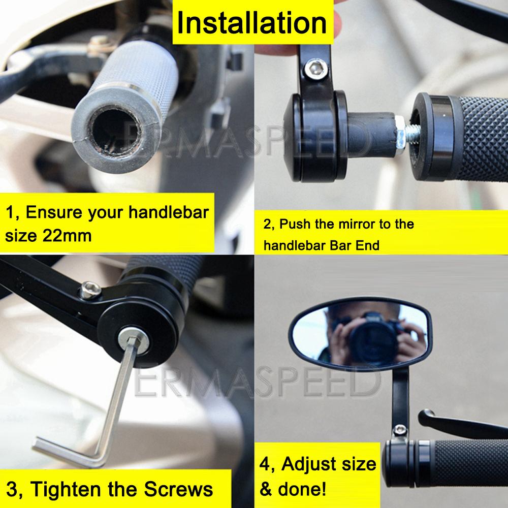 Пара боковых зеркал для мотоцикла, универсальные 7/8 "22 мм, торцевое зеркало на руле, черные зеркала заднего вида для спортивного велосипеда