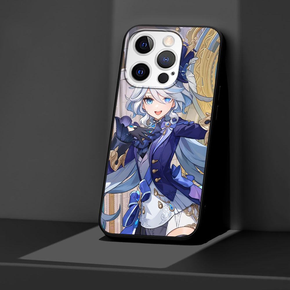 Чехол Genshin Impact Furina для Apple iPhone 14 11 7 SE 2020 8 X XS 13 12 Mini XR 15 Pro Max Силиконовый Черный Мягкий Чехол для Телефона