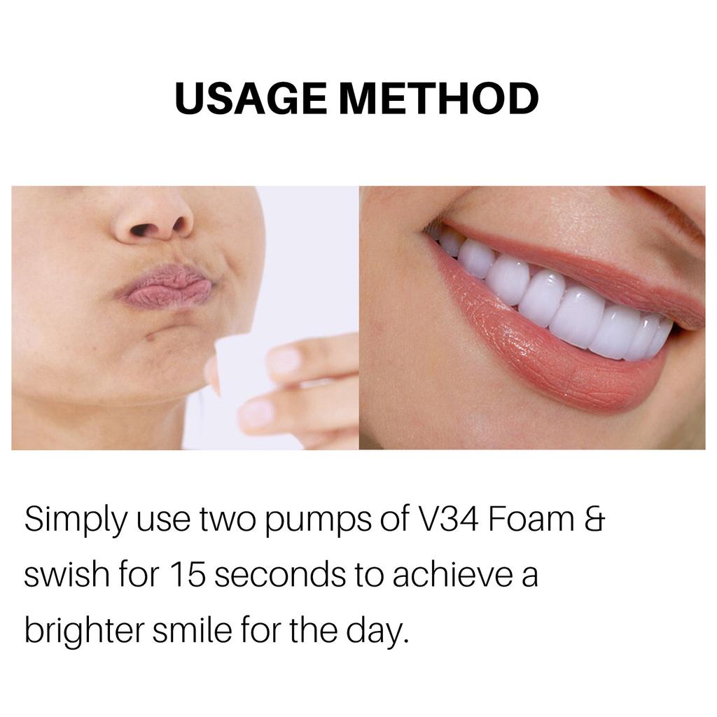V34 Teeth Whitening Mousse – Stain Remover & Breath Freshener