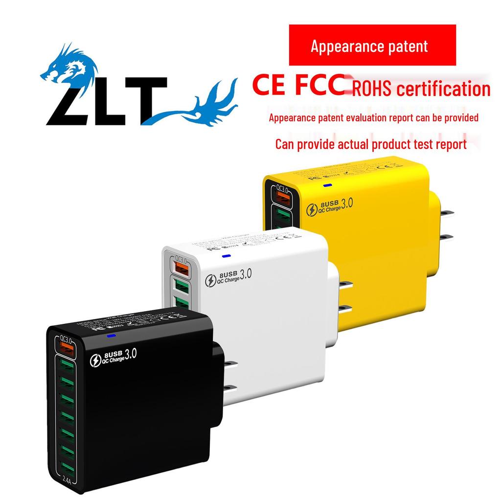 QC3.0 8-Port 30W Multi-USB Fast Charger for Mobile Phones - US/EU/KR Specs, High Power, Colorful Design