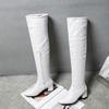 Fashion Over the Knee Boots Black White Women's Winter Thigh High Boots Thick Heels Sexy Winter Autumn Shoes Woman Large Size