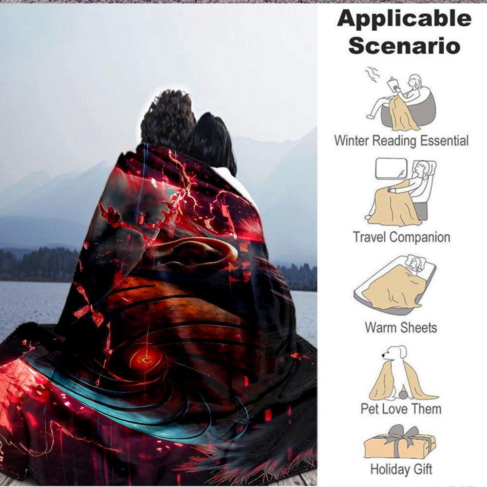1Pc Powerful Dark Energy Burst Flannel Blanket, Soft And Comfortable, Casual Warm, Camping Travel, Christmas, Halloween Xmas Gift S1406