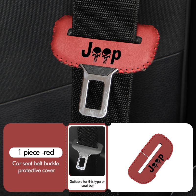1/2pcs Car Leather Safety Belt Buckle Plug Protective Covers Interior Accessories For Jeep Grand Cherokee Patriot Renegade AMP1