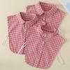 Fake Collar Women'S Pointed Collar Plaid Round Neck Fungus Edge Pink Collar Shirt Stand-Up Collar Cotton Student B534