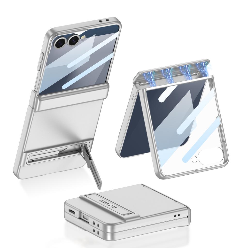 Чехол для мобильного телефона Samsung ZFlip7, магнитный держатель-присоска, петля, полностью закрывающий корпус Zflip7, защитный чехол с пленкой