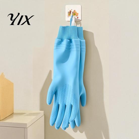 Reusable Rubber Gloves Fleece Lined Dishwashing for Housework, Waterproof PVC Cleaning Gloves, Anti-slip Cold Weather Grip Warm Velvet Lining Kitchen