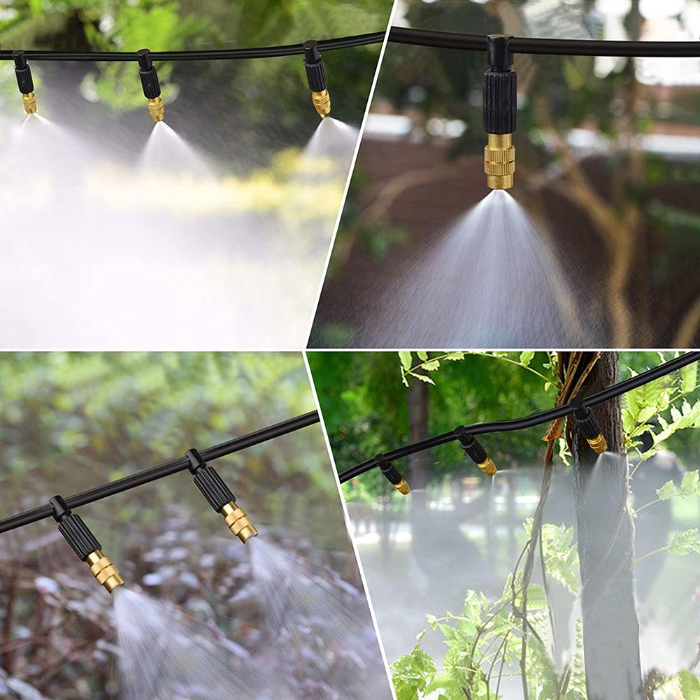 10pcs Brass Atomizing Nozzle, Irrigation Fittings Kit, 1/4in Connection Port Nozzle, for Garden, Irrigation, Greenhouse, Lawns