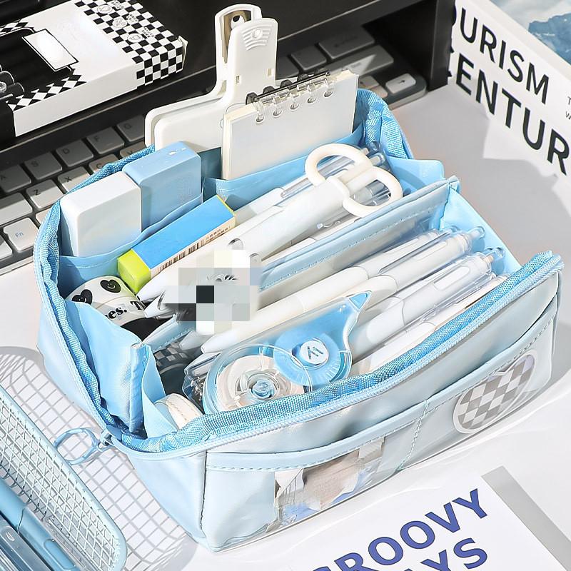 1 шт., простой 10-слойный пенал, модная однотонная сумка-карандаш, большая вместительная сумка для хранения канцелярских принадлежностей, обратно в школу, для школьников