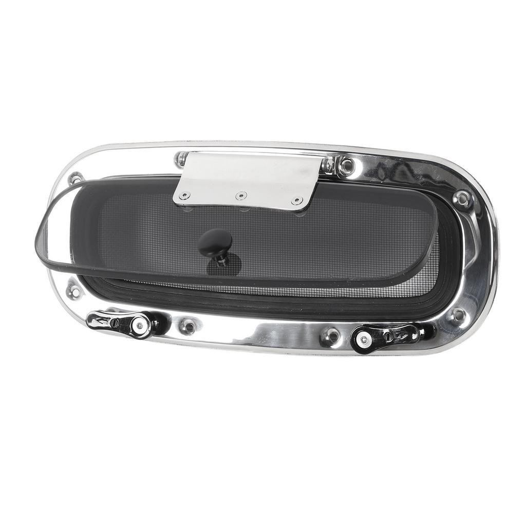 Иллюминатор для лодки 345x150мм   13.58x6дюйм Внутреннее открывание Защита от УФ-лучей Нержавеющая сталь Люк Иллюминатор с сеткой и