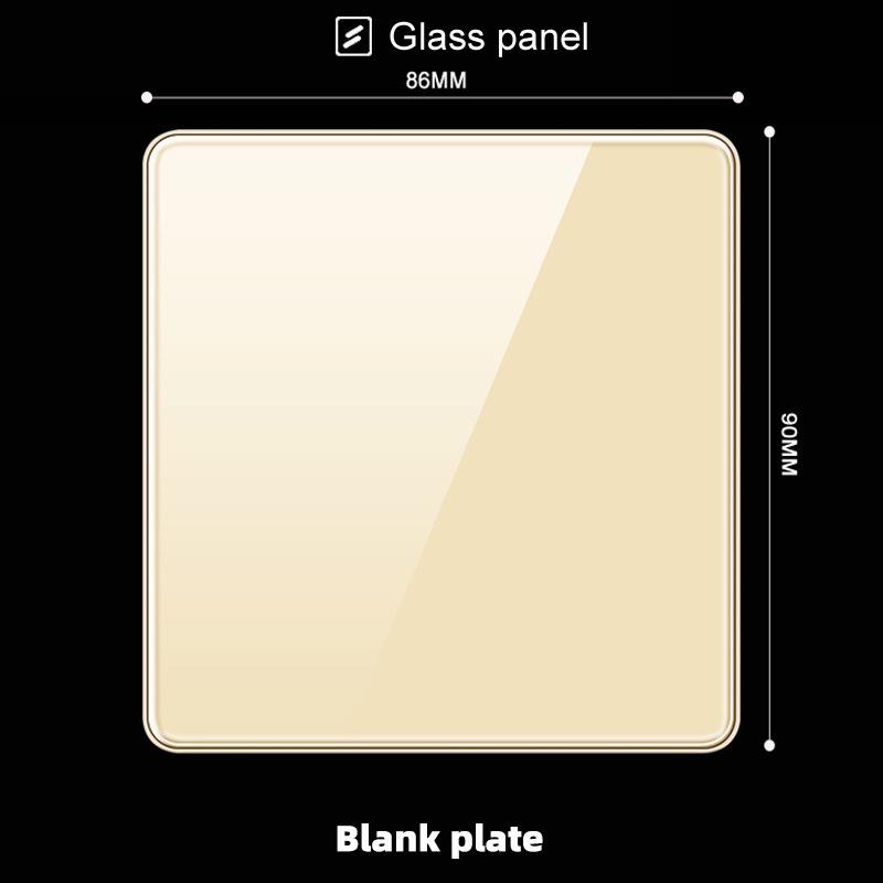 Hong Kong & Macau 13A British Socket with USB Fast Charging, Type-C, Gold Glass Panel, Three-Hole Square Pin