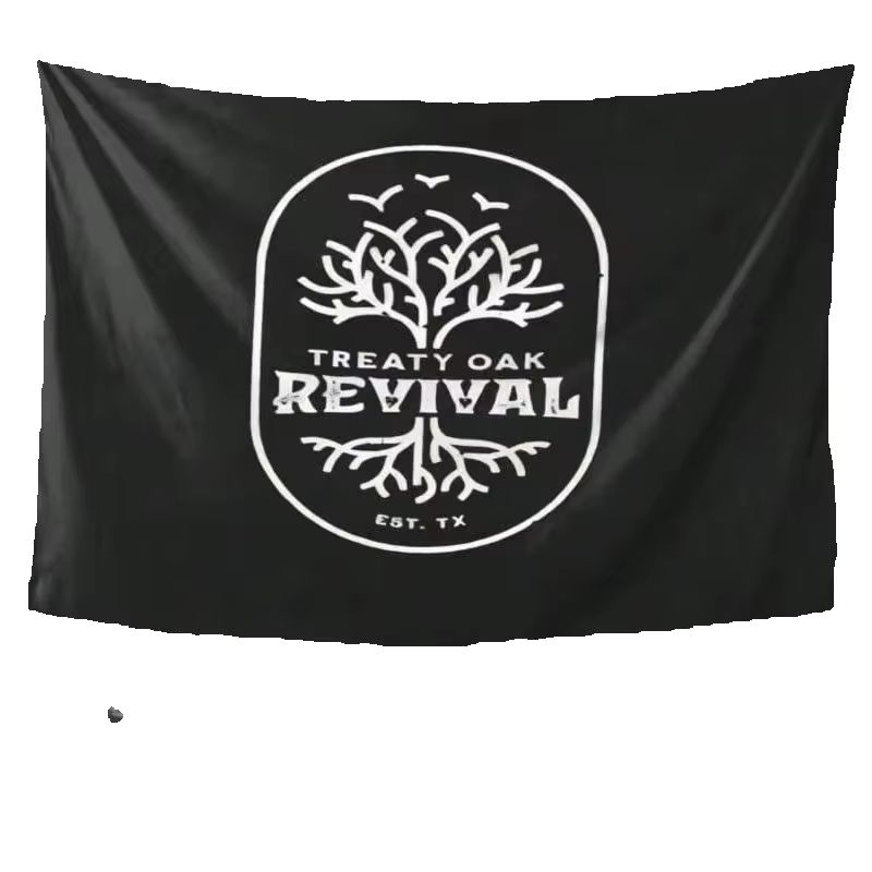 1 шт. Гобелен с логотипом Treaty Oak Revival, Настенный подвес для фанатов группы, Крутые вещи для комнаты, Большой размер, Полиэстер, 2D-печать, Вещи для спальни, Муз
