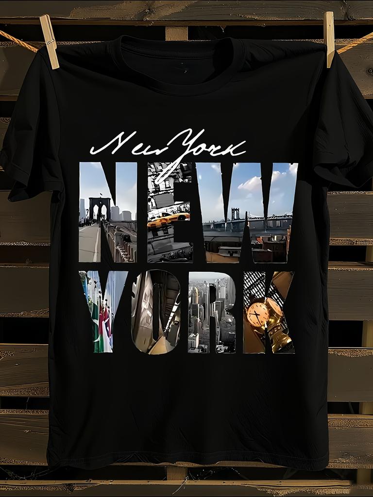 Винтажная футболка 1976 года с изображением небоскребов Нью-Йорка NYC Мужская футболка Женские футболки с принтом букв Футболка с короткими рукавами Повседневная уличная футболка Топ