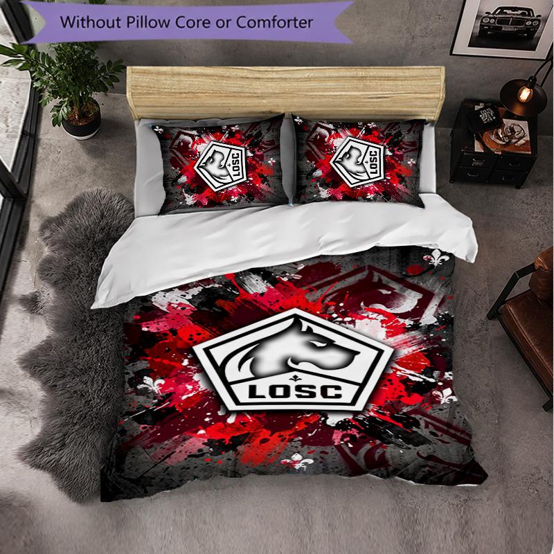 LOSC Lille FC Themed Bedding 3Pcs Duvet Cover Set Decorative Bed Linen For Teen Room Home Decoration