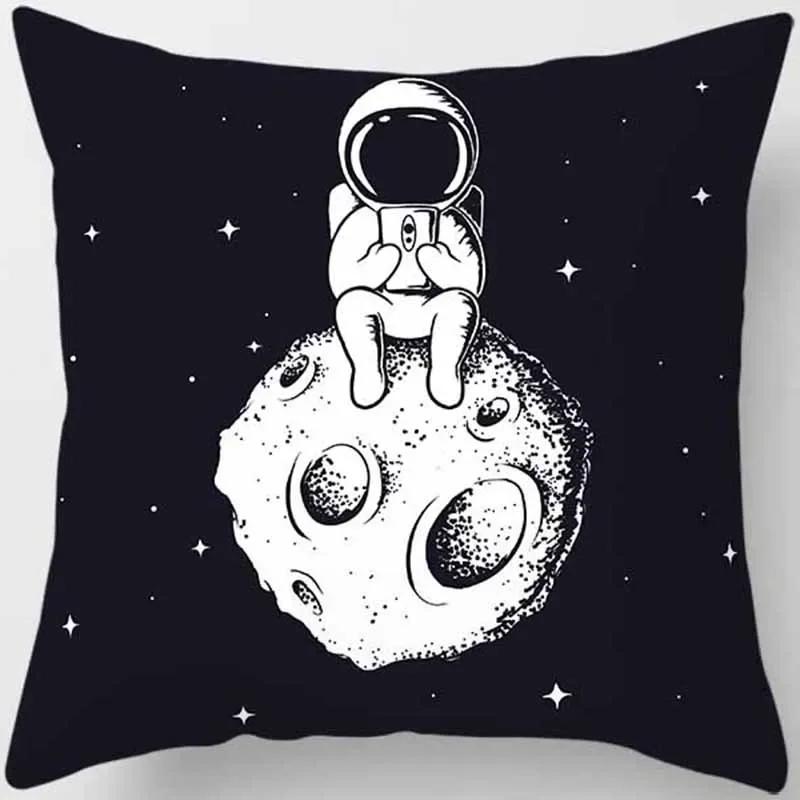 Cartoon Humor Astronaut Print Square Pillowcase Home Decor Car Sofa Cushion Cover