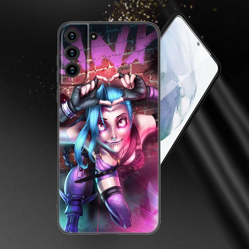 Arcane Jinx аниме черный силиконовый чехол для телефона Samsung Galaxy S23 S21 S20 FE S24 S22 Ultra S10E S10 S9 S8 Plus