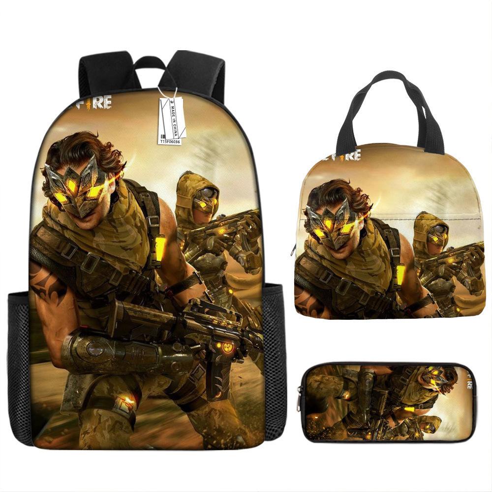 Роскошный Новый Креативный Крутой Новый Free Fire 3D Печать 3 шт./Набор ученический Школьные сумки Рюкзак для ноутбука Рюкзак Сумка для обеда Пенал