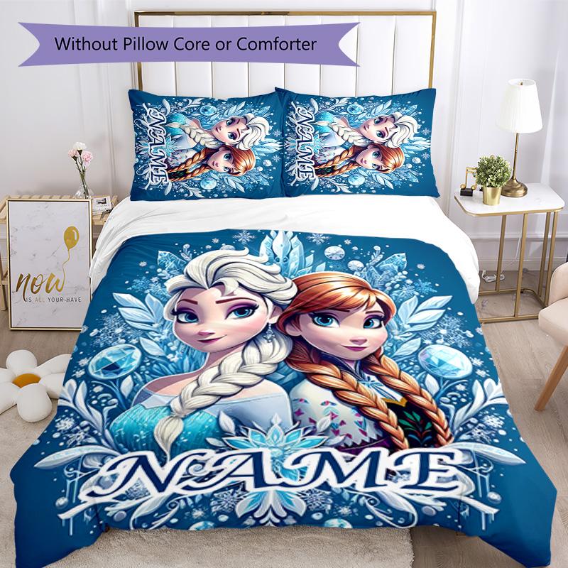 3pcs Frozen6 Cover Set - Personalized Name, HD Printed Bedding with 1 Cover and 2 Pillowcases - Perfect for Home Decor, Easy Care