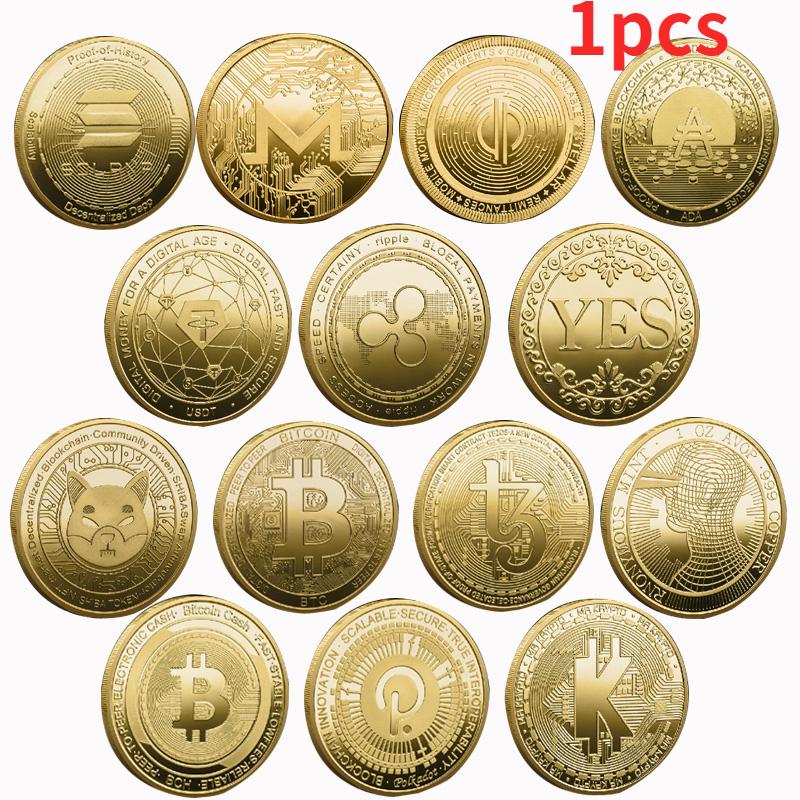 Коллекционные монеты криптовалюты да нет Golden Dogecoin Xrp Cardano Shiba Inu Bitcoin для коллекционера монет