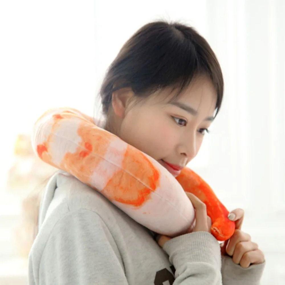Animal Doll U Neckpillow Shrimp Pillow U Neckpillow Plush Peeled Prawns Plush Toys Children