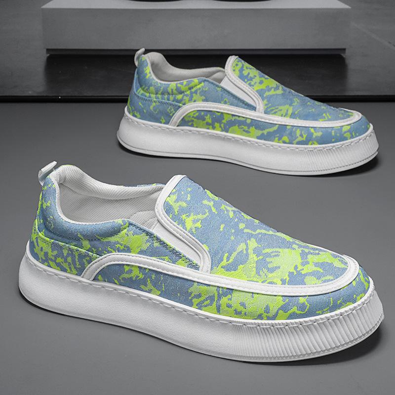 2024 лето новые мужские низкие парусиновые слипоны студенческие повседневные парусиновые туфли живые спортивные туфли на платформе