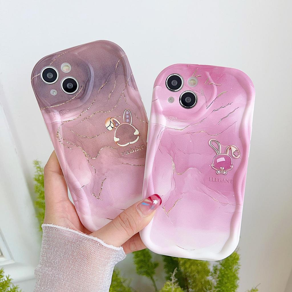 Милый силиконовый чехол для Tecno Spark 10C Oppo Reno 8T Realme 10 11 Samsung A54 A24 A14 Funda окрашенный мультяшный градиентный чехол с медведем и кроликом, мягкий бампер из ТПУ