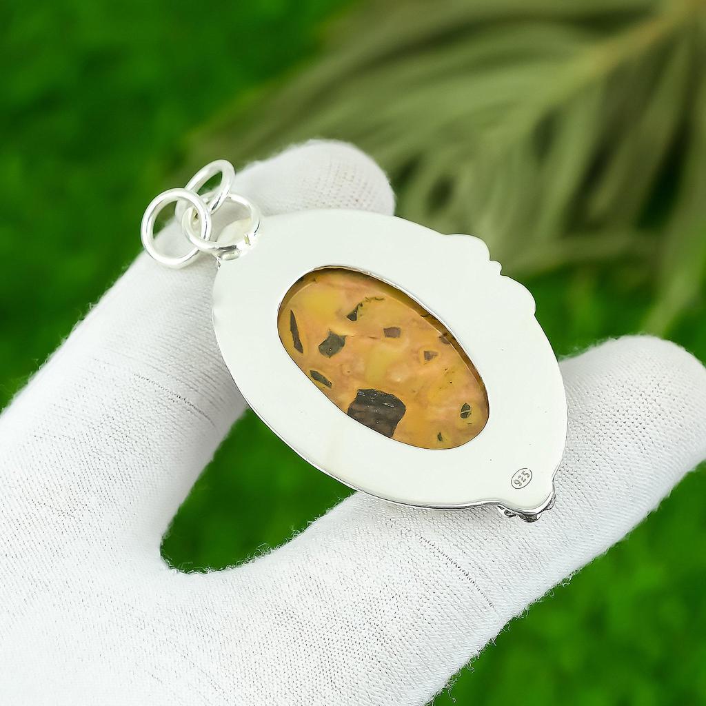 Natural Bauxite Gemstone Pendant 925 Sterling Silver Indian Jewelry For Girls