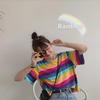 Women's Striped Crop Top - 2021 Summer Korean Style Loose-Fit T-Shirt