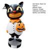 Decorative Black Cat for Porch Figurines, Vintage Halloween Ornament with Pumpkin, Small Nostalgic Style Holiday Gift Retro Resin Table Decoration