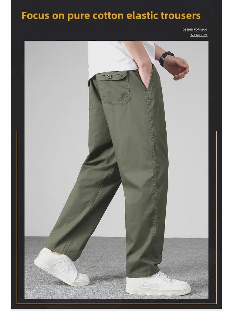 Мужские легкие спортивные брюки с несколькими карманами для активного отдыха - Свободного кроя, Прямые брюки больших размеров