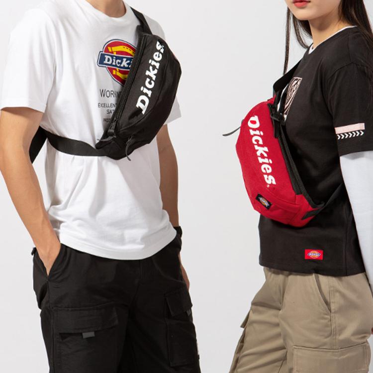 Dickies Student Zipper Closure Polyester Chest Bag Crossbody Bag Unisex bags Red 192U90LBB19RD03