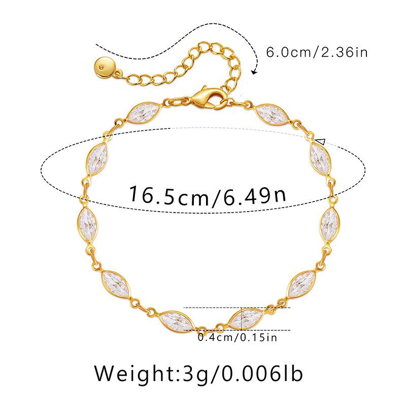 Fashion 18k Gold Plated Rhombus Glass Summer Fresh Chain Bracelet For Women