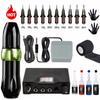 Профессиональный набор для татуировки, роторная ручка, коробка, картридж с жидкостью, 1 черный костюм, зеленый костюм