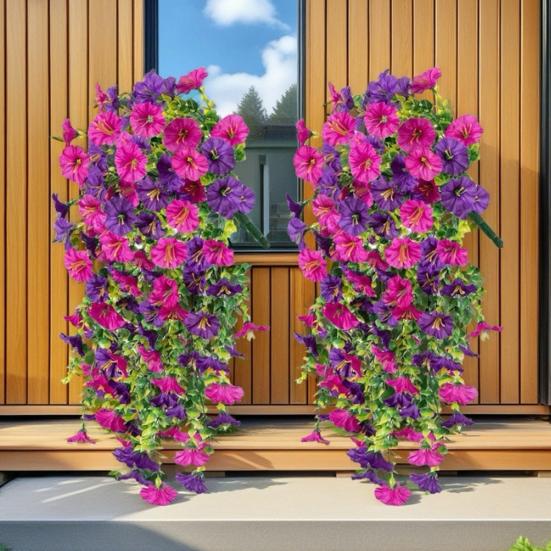 3 шт. подвесной искусственный цветок ипомеи устойчивый к ультрафиолетовому излучению реалистичный искусственный шелковый цветок для свадебной вечеринки в помещении и на открытом воздухе в саду настенный искусственный цветок украшение