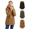 Women's Winter Plush Cotton Jacket with Hooded Fur Collar Warm Jacket Plus Size Women's Padded Jacket