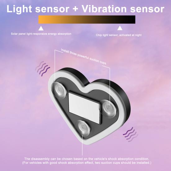 Yousheng Светодиодная неоновая лампа в форме сердца на солнечной батарее для окна автомобиля, беспроводная автоматическая атмосферная лампа, 5 режимов, украшение салона автомобиля с присосками