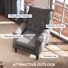 Retro Accent Chair, Snow Flannel Wingback Armchair with Wood Frame Button Tufted Design for Living Room Bedroom, Dark Grey