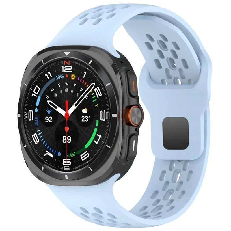 Мягкий силиконовый ремешок для Samsung Galaxy Watch Ultra 2025, модный спортивный дышащий браслет для Samsung Watch 7 Ultra 47 мм Correa