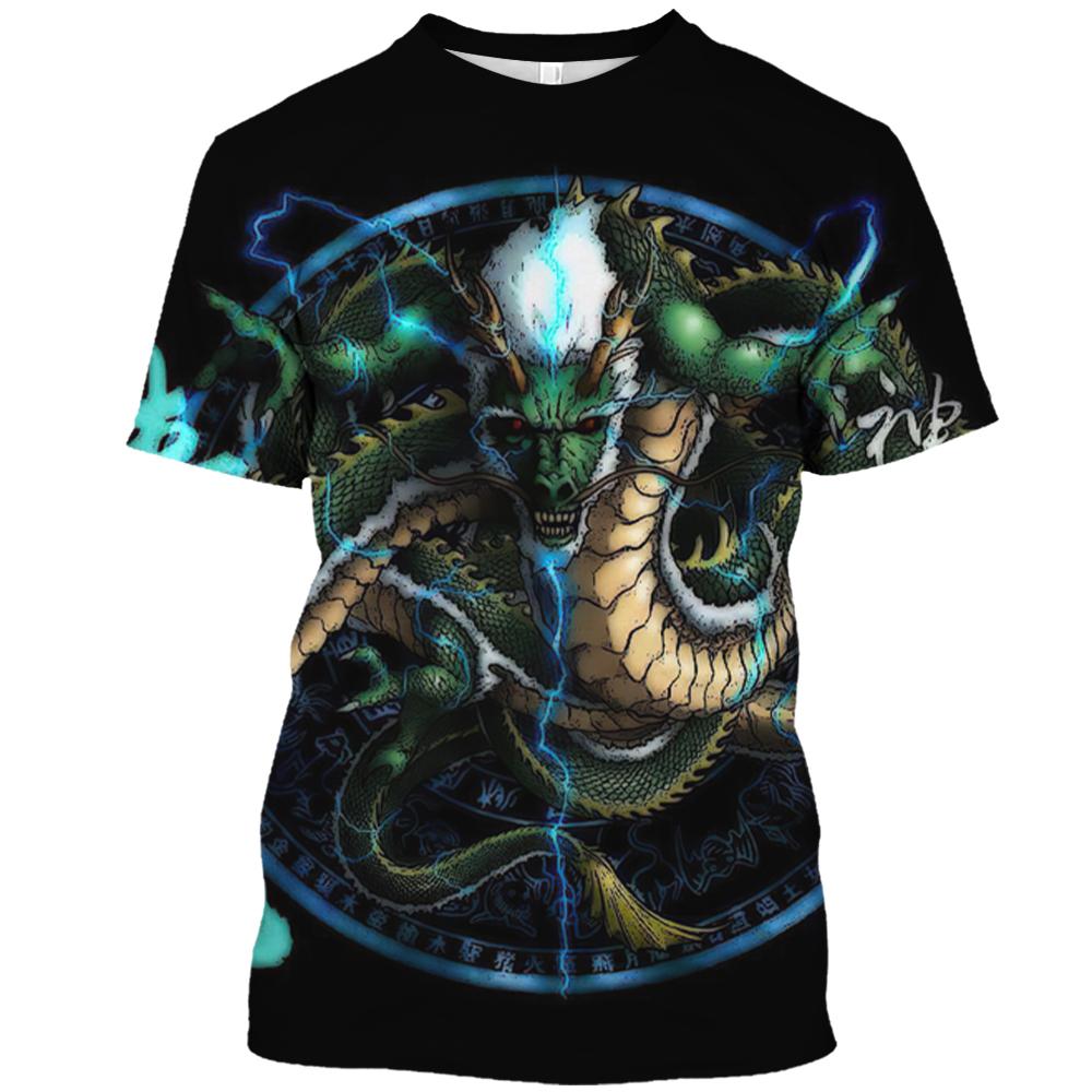 Vintage Men's T-Shirt 3D Print Dragon Pattern T Shirt Casual Short-Sleeved Top Summer Breathable Fitness Apparel Men Clothing