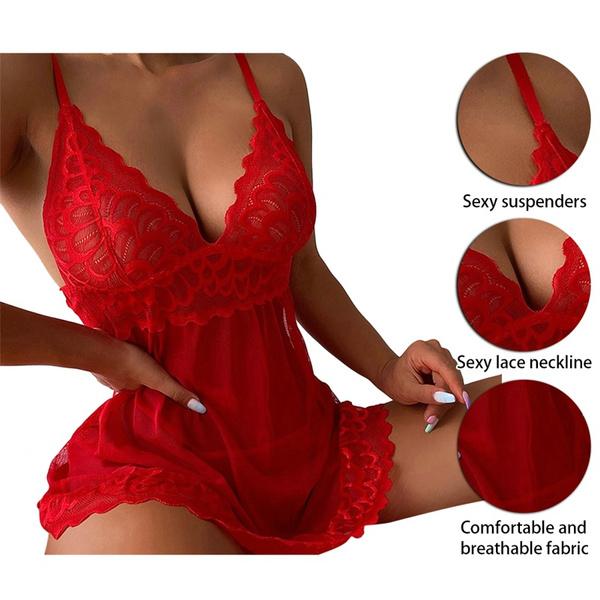 Женская ночная рубашка, кружевное мини-платье, нижнее белье, одежда для сна на бретельках, глубокий V-образный вырез, домашняя одежда, прозрачное сетчатое платьеO