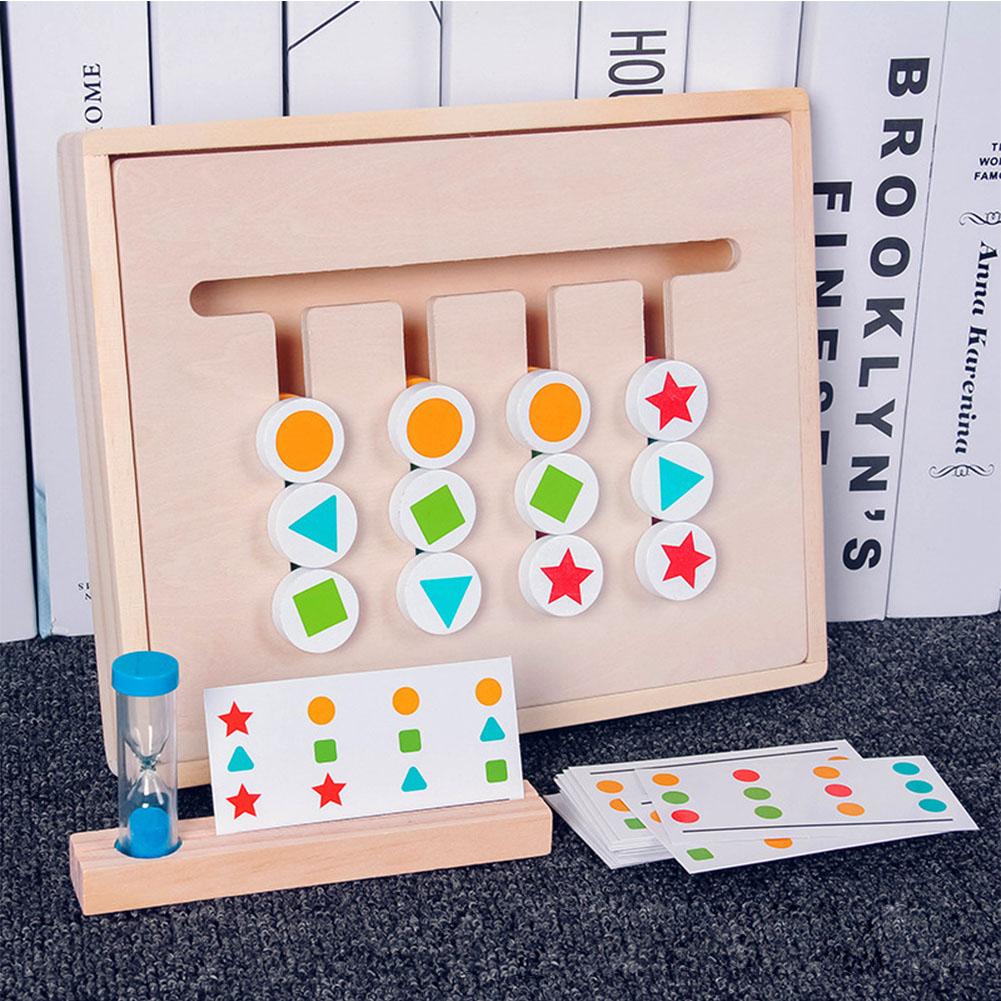 Kids Wooden 4 Colors Game Board Logic Thinking Orientation Training Blocks Early Learning Toy