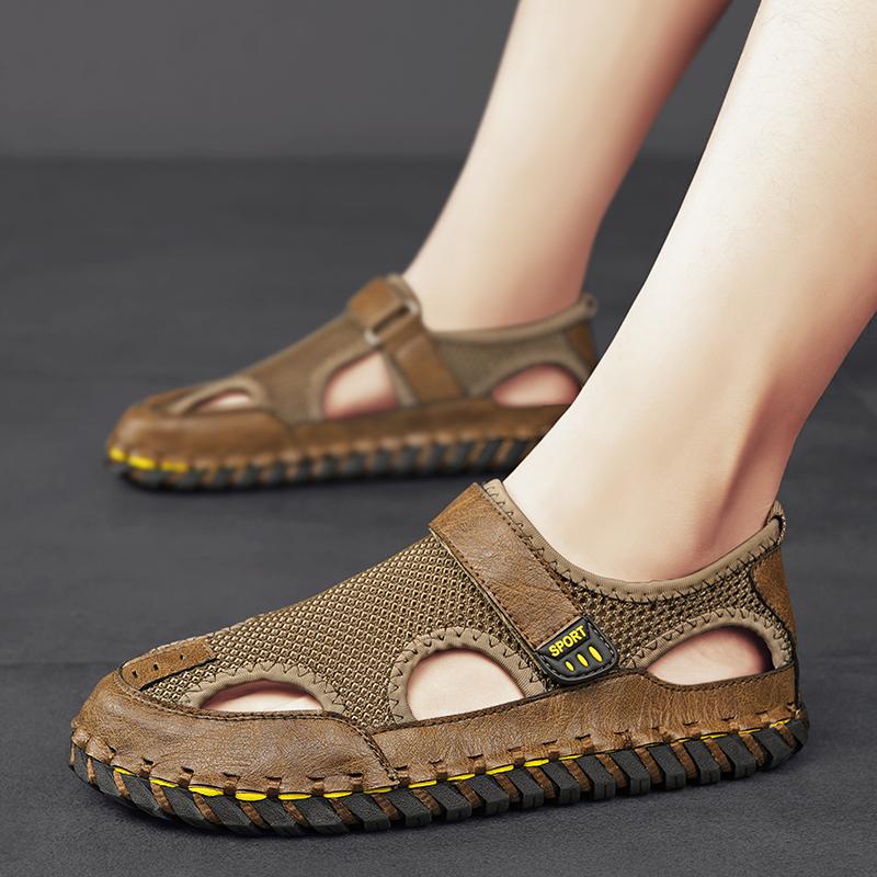 Модные мужские роскошные сандалии, мужская удобная прогулочная обувь, универсальные мужские мокасины с открытым носком, пляжные мужские удобные сандалии