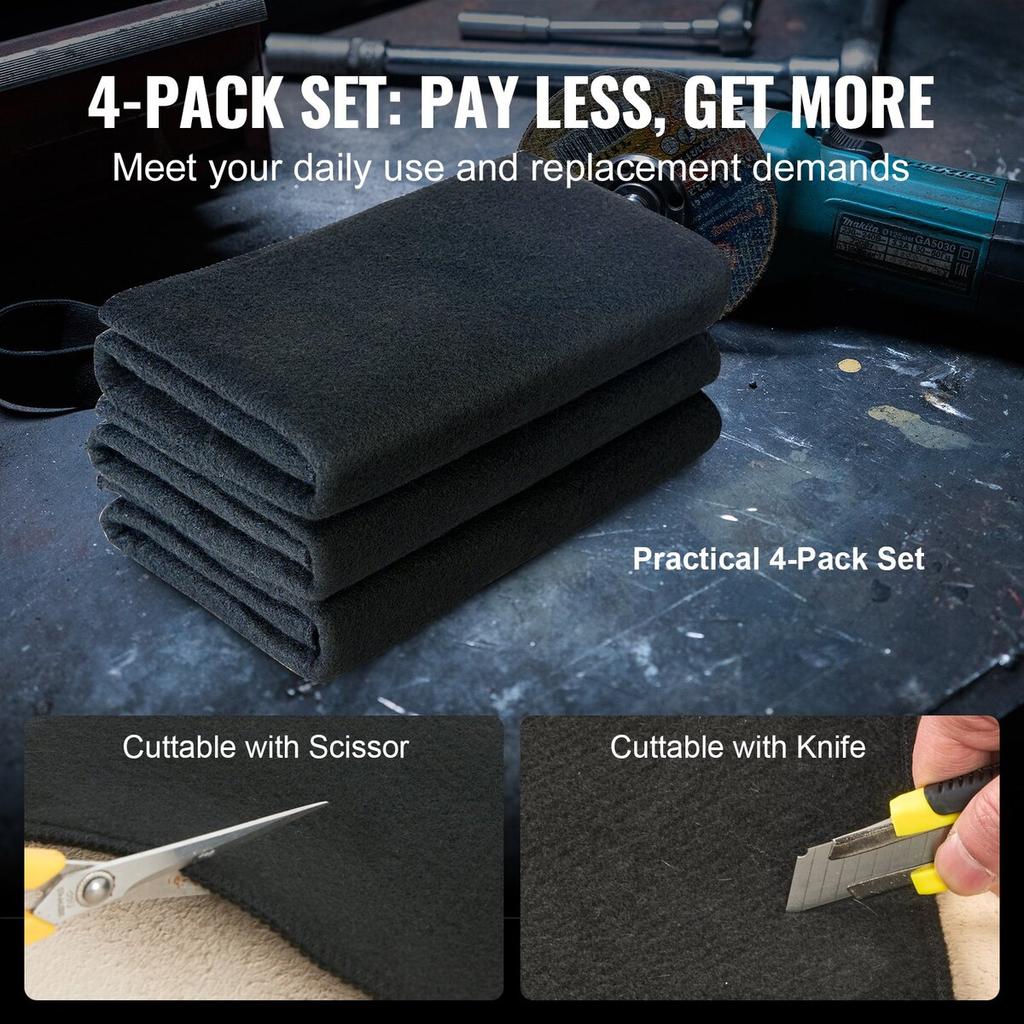 Carbon Felt Welding Blanket 4 Pack, 37" x 36" Flame Retardant Welding Blanket, Up To 1800°F Heat Resistant Blanket Set, Cuttable Carbon Fiber Fire