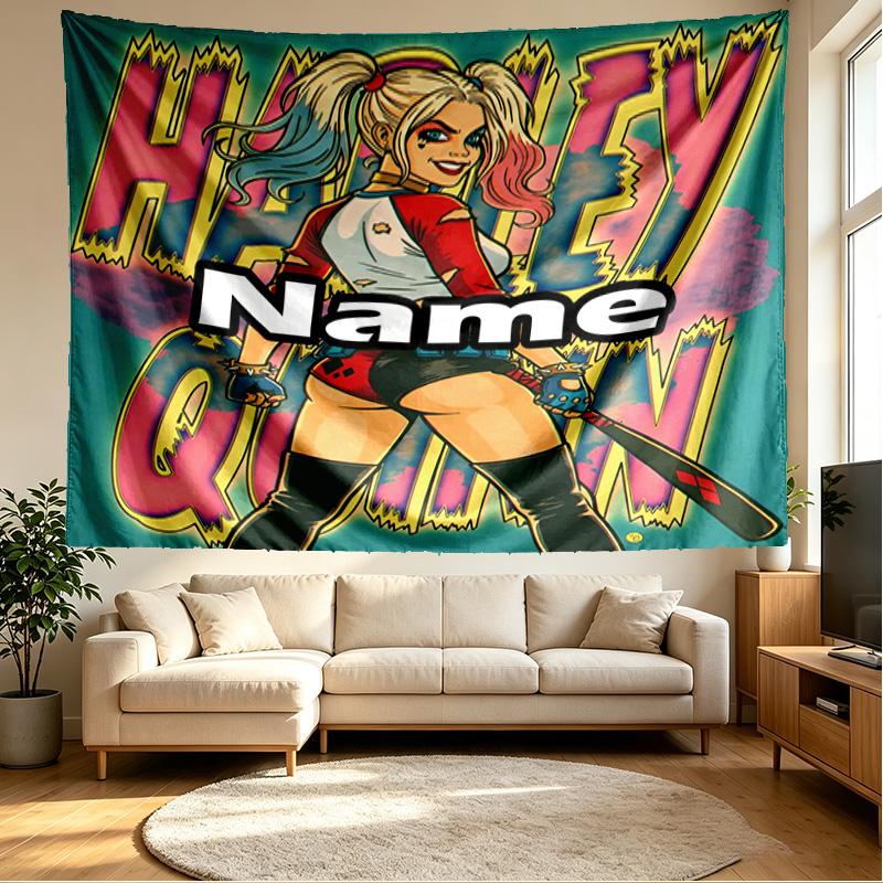 Custom Name Personalized Superhero Print Tapestry, Wall Art Decor, Bedroom, Dorm, Apartment, LivingRoom, Party Backdrop, Gift for Birthday
