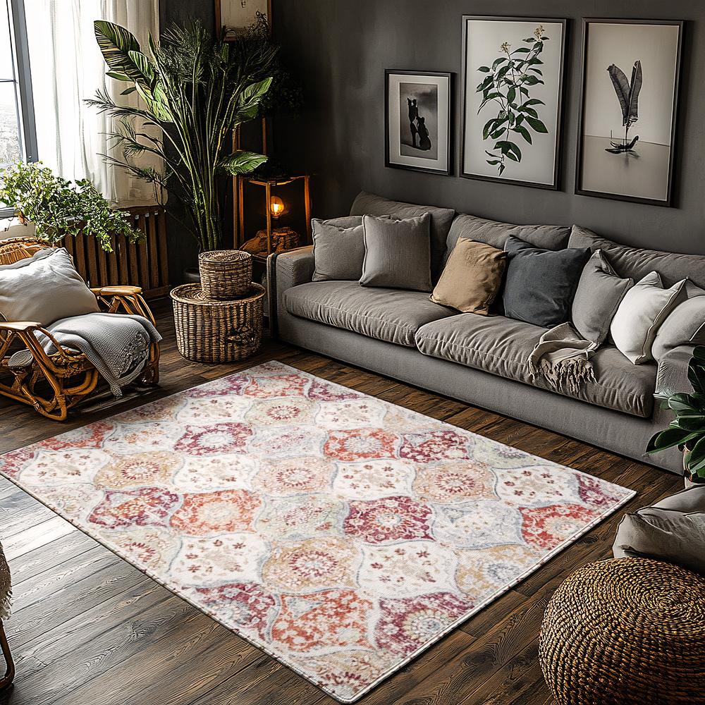 Винтажный богемный ковер, Ковер с этническим узором мягкого голубого цвета, Нескользящий ковер для гостиной, Моющийся декор с низким ворсом для спальни, прихожей