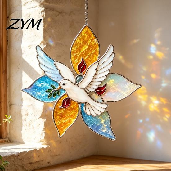 Stained Glass Suncatcher Kit Christian DIY Kit, Style Religious Sun Catcher, Iridescent Spinner Craft Hanging Ornament for Window Porch, Faith