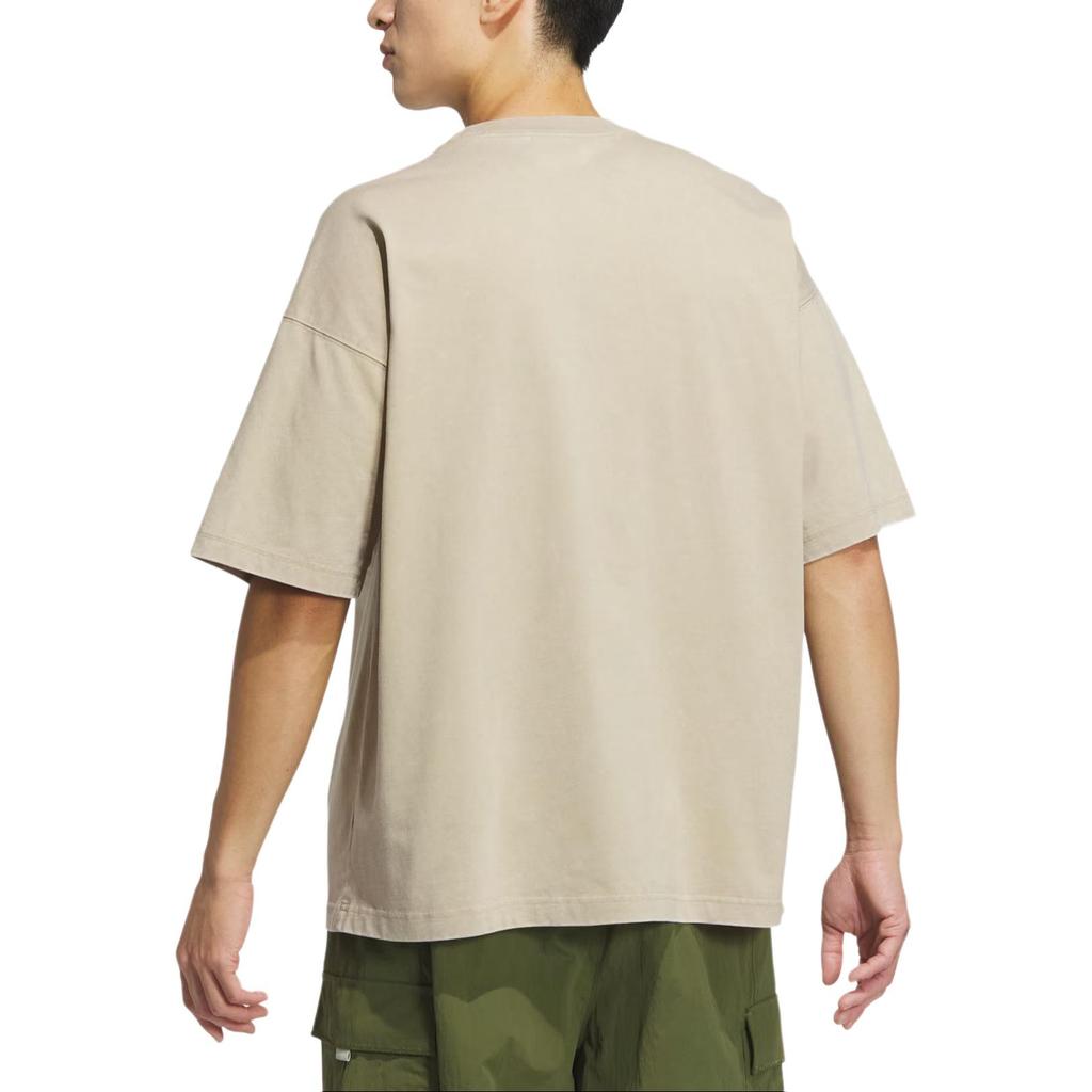 Adidas Originals Washed Short Sleeve Vintage Sports Solid Color Crew Neck T-Shirt Men Tops Gold JV6939